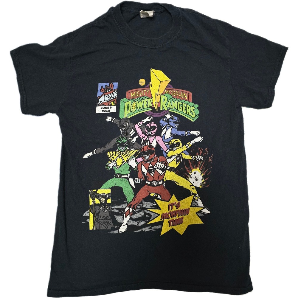 Power Rangers Graphic Tee Kids SM Black Good Morphin Time Comic Shirt 2016